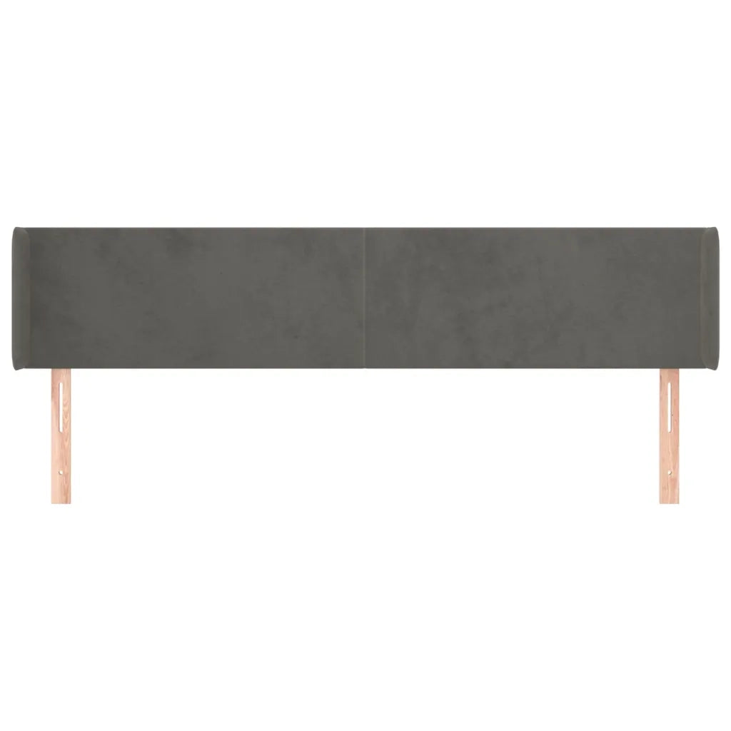 Testiera ad Orecchio-Testata con Orecchie Grigio Scuro 203x16x78/88 cm in Velluto 182158