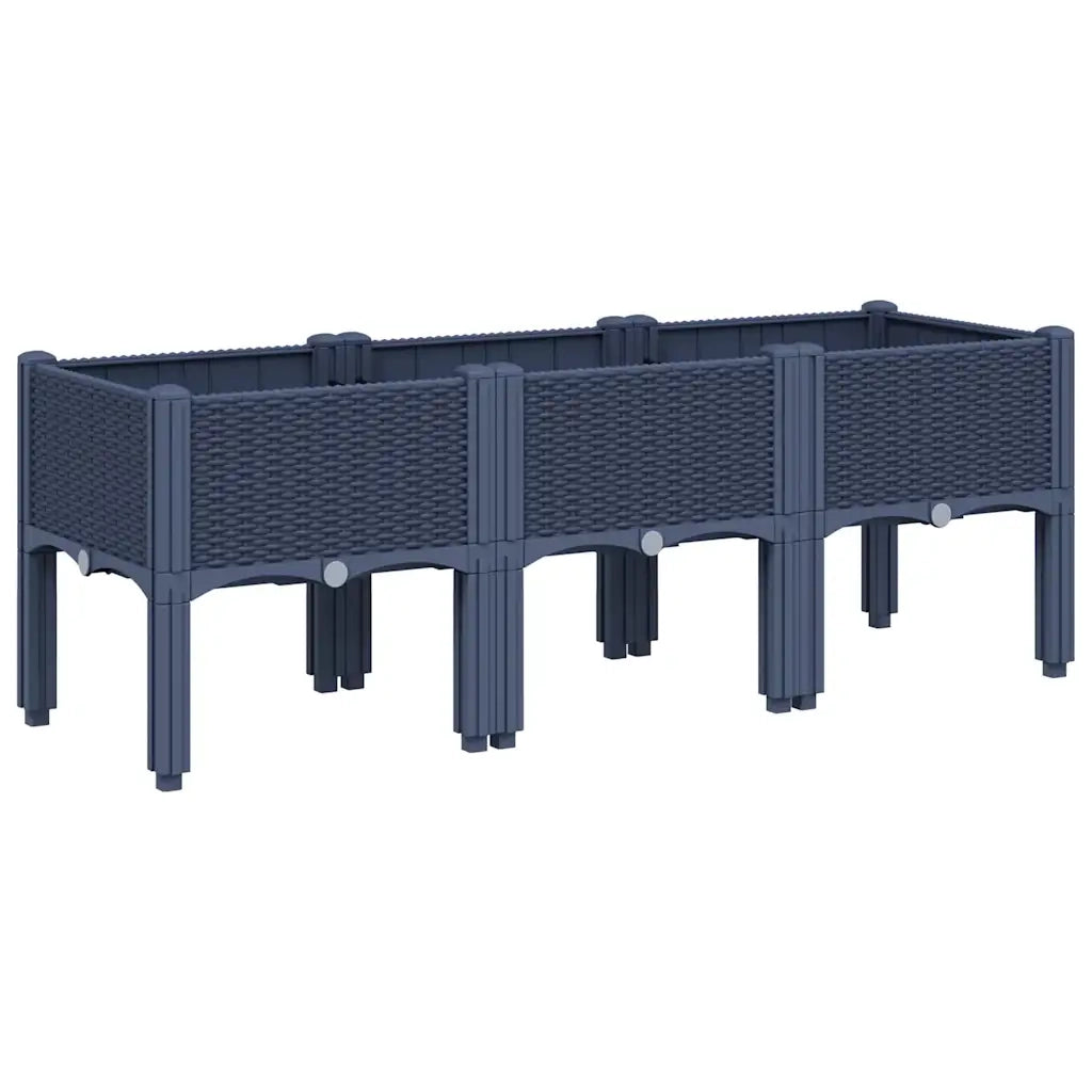Fioriera | Cassetta per fiori | Vaso da Giardino con Gambe Grigio Blu 120x40x42 cm in PP