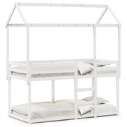 Letto singolo | Letto per adulti | Letto a Castello con Tetto Bianco 90x200 cm in Legno di Pino