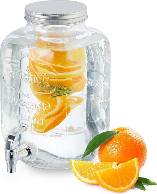 Dispensatore di bevande con infusore e coperchio - 5 litri di vaso di limonata con rubinetto di succo - trasparente