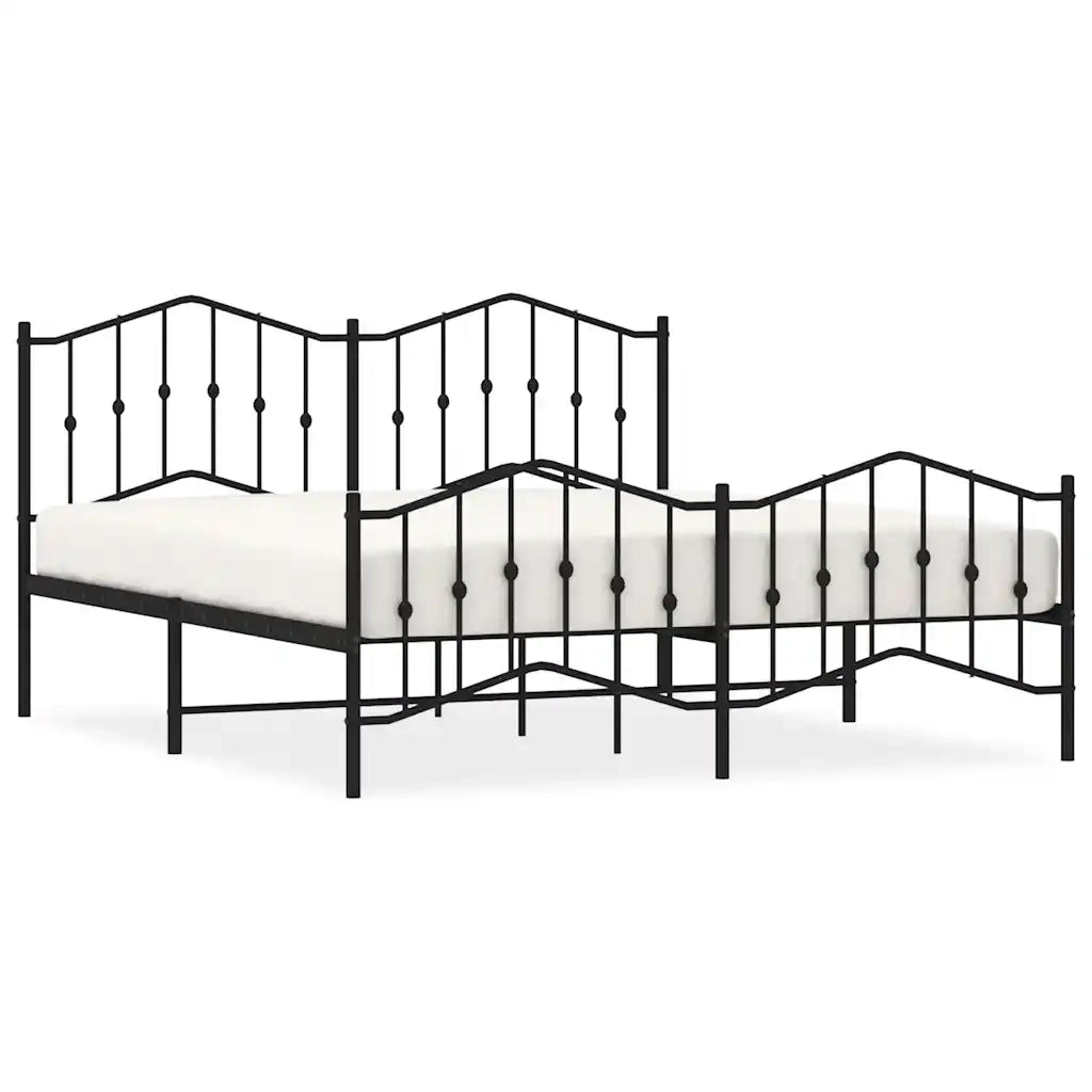 Giroletto con Testiera e Pediera Metallo Nero 183x213 cm 373812