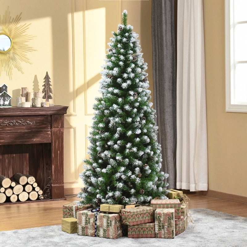 Albero di Natale artificiale, 630 rami, 37 pigne, punte innevate, ignifugo, 180 cm