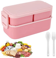 Lunchbox per bambini e adulti con cassette, 1300 ml lunchbox per bambini con 3 cassette e utensili, contenitori impermeabili a doppia parete, BPA-free e resistente al lavastoviglie, per scuola, in viaggio (rosa)