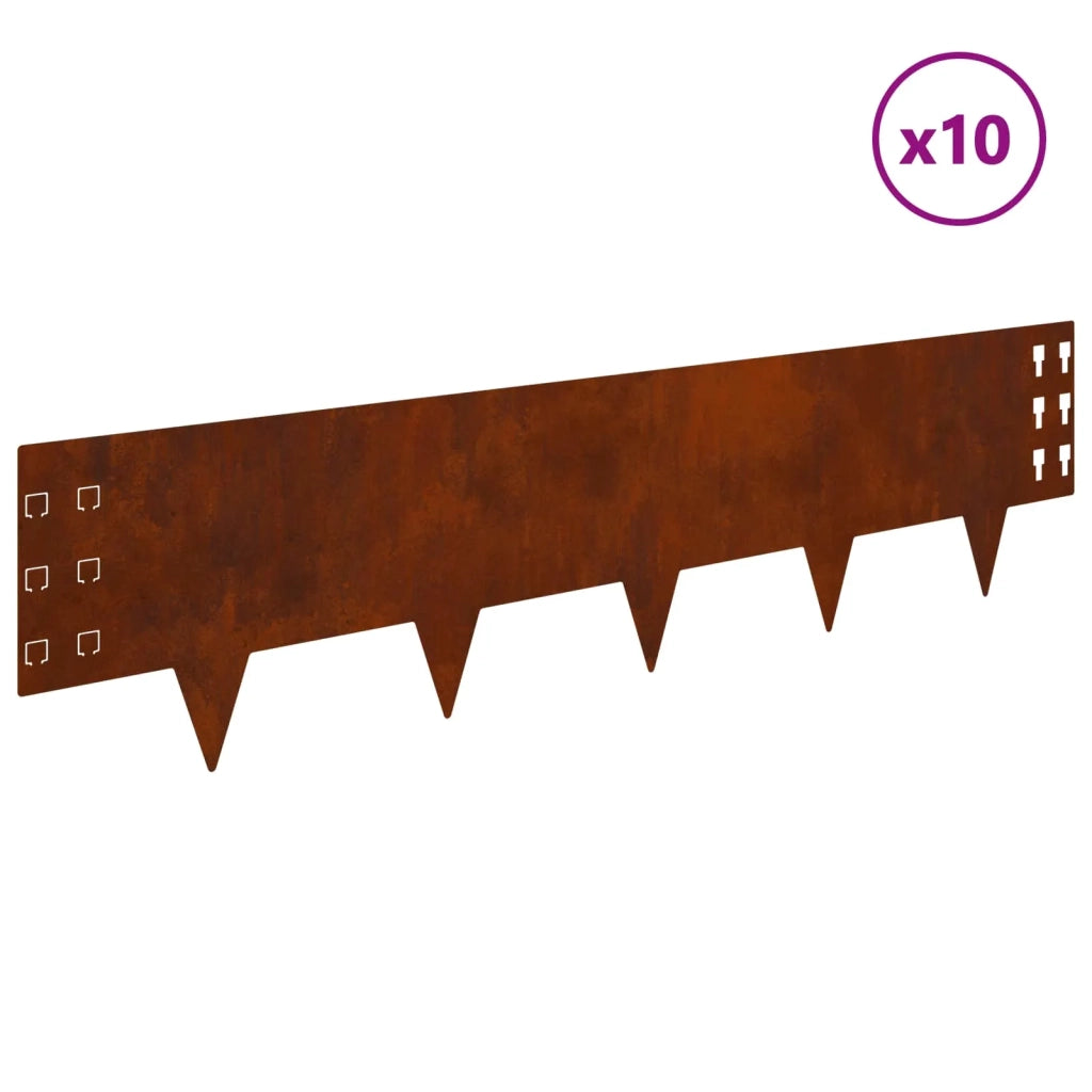 Bordura per Prato 10 pcs 100 x 25 cm Acciaio Ruggine 8008620