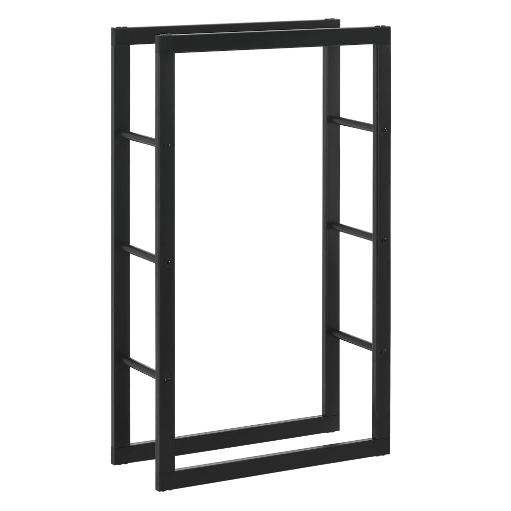 Portalegna per uso interno/esterno portalegna di design supporto per legna da ardere acciaio 60 x 25 x 100 cm nero 03_0006300