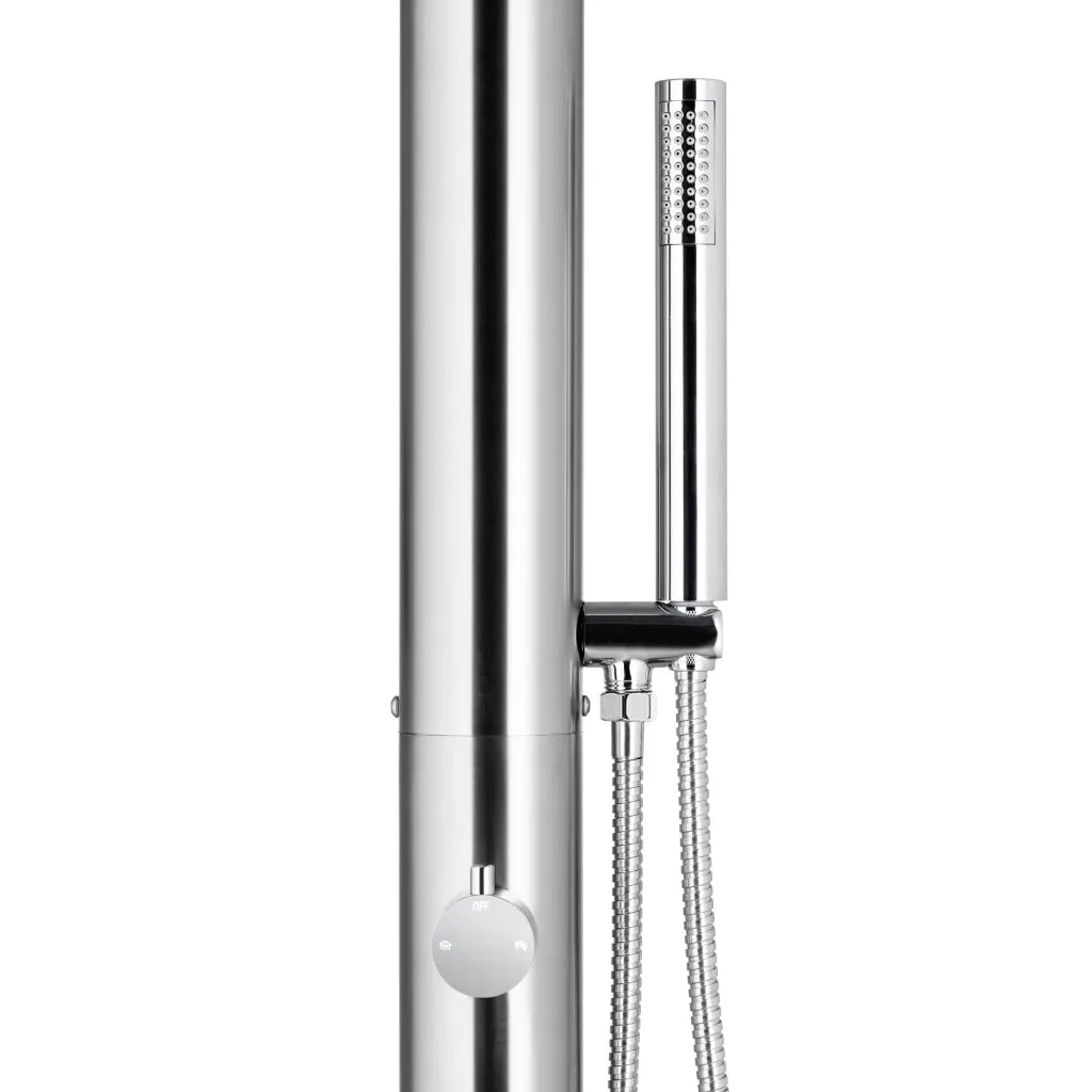 Doccia da Giardino con Base Marrone 230 cm in Acciaio Inox
