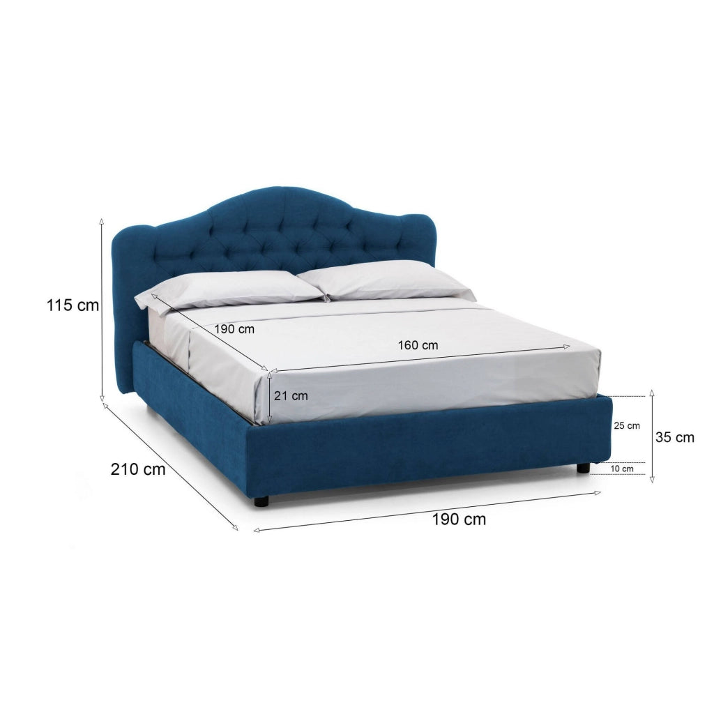 Letto Matrimoniale Allik, Letto Matrimoniale Materasso Incluso Made in Italy, blu