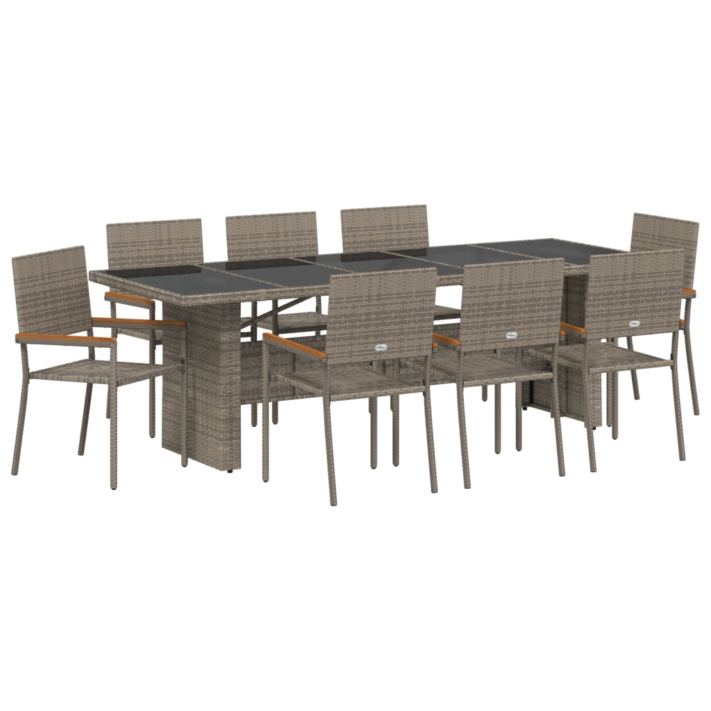 Set da pranzo da giardino  9 pezzi Grigio in polyrattan