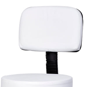 Sgabello per Parrucchieri con Schienale in Similpelle  Bianco