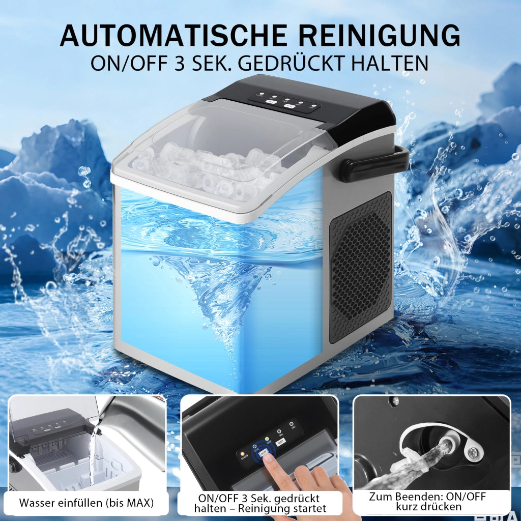 ZMH Macchina per il ghiaccio 1,3L 125W produce 6 cubetti di ghiaccio in 9 minuti 14 kg/24 ore per cucina e bar