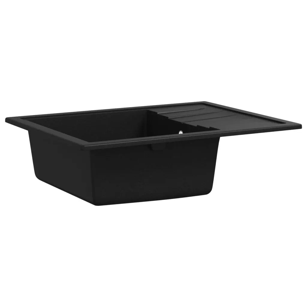 Lavello da Cucina con Foro Troppopieno Ovale Nero in Granito 147101