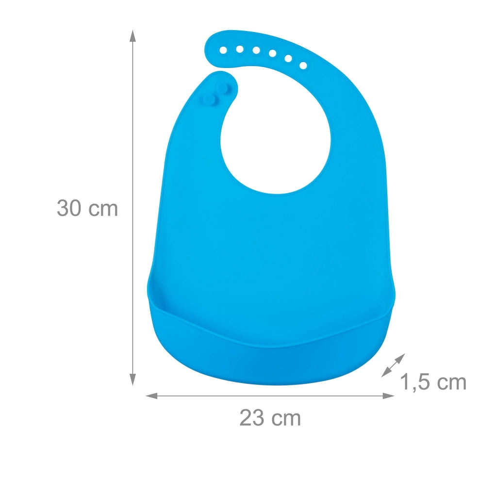 Set di 2 pratici bavaglini per neonati con tasca raccogli-pappa 30 x 23 x 1,5 cm in silicone blu 13_0013737