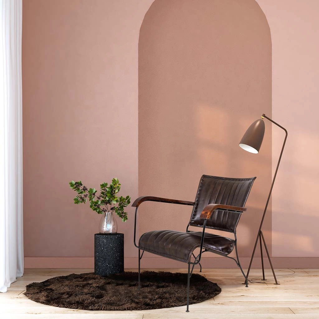 Poltrona in metallo e pelle marrone 65x72x74 h