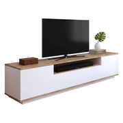 Mobile porta TV Asellina, Credenza da soggiorno, Armadio basso per TV, Base parete attrezzata, 180x45h45 cm, Quercia e Bianco