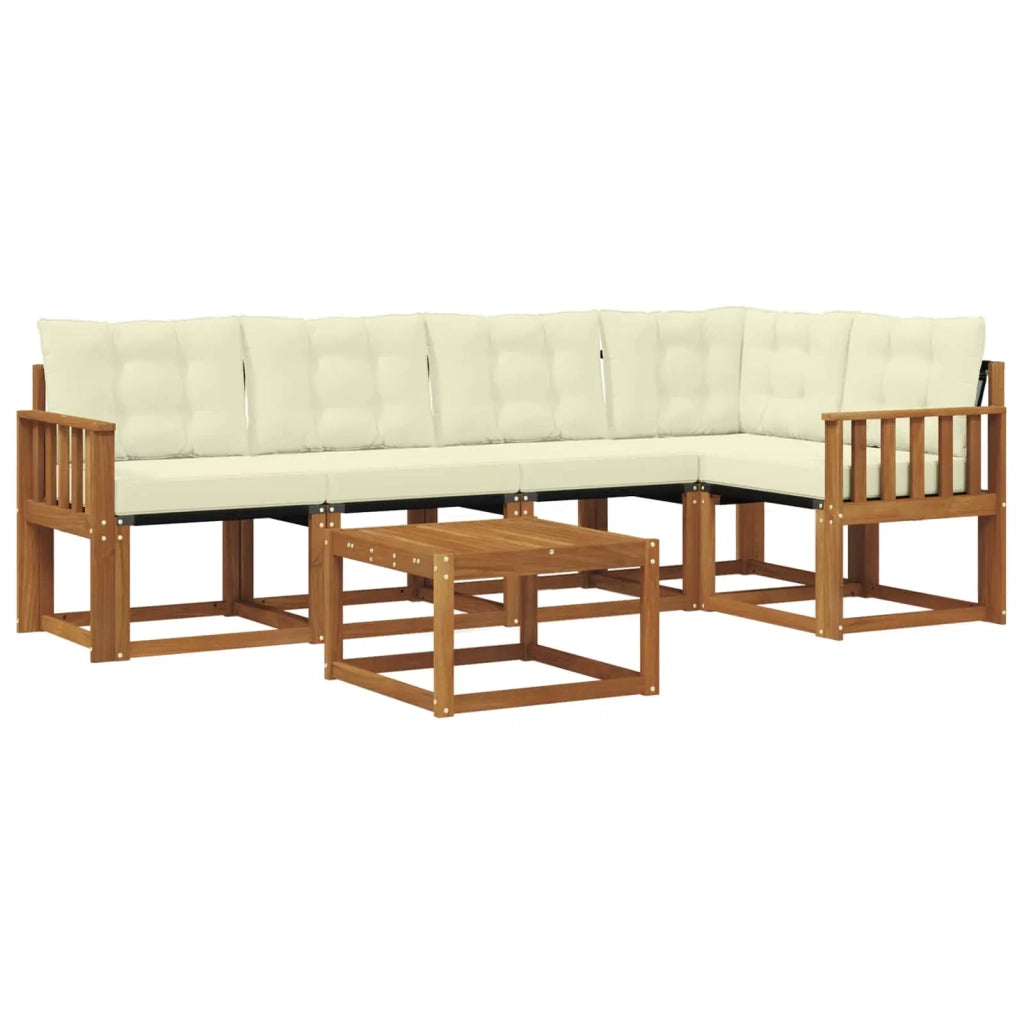 Set di divani da esterno con cuscino 6 pcs Naturale e Crema