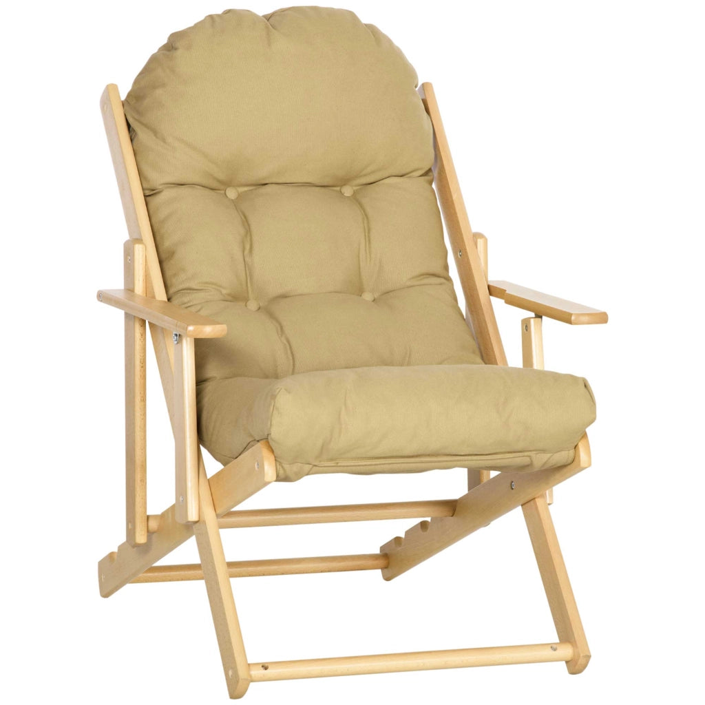 Poltrona relax pieghevole in tessuto, schienale regolabile a 3 posizioni, 71 x 89 x 96 cm, marrone