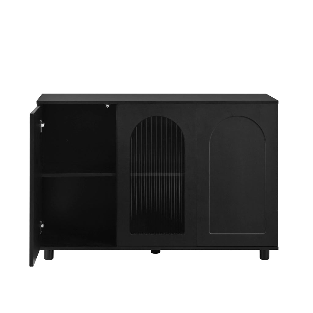 Credenza a U con Porta in Vetro ¨C MINIMAL ¨C Nero, Design Rebound