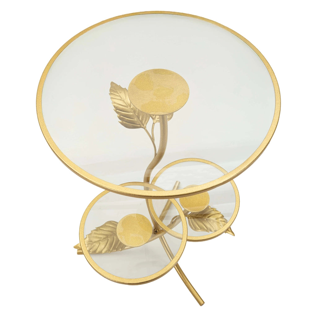 Fana, Tavolino da Salotto 3 Ripiani, 54x54x70h cm oro