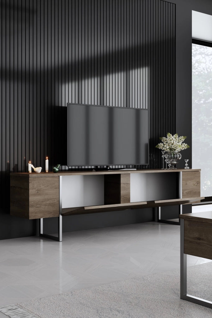 Porta TV in legno "Luxe" - 180 x 30 x 50 cm - NoceArgento