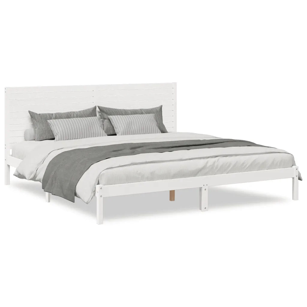 vidaXL Giroletto Extra Lungo senza Materasso Bianco 180x210cm Massello