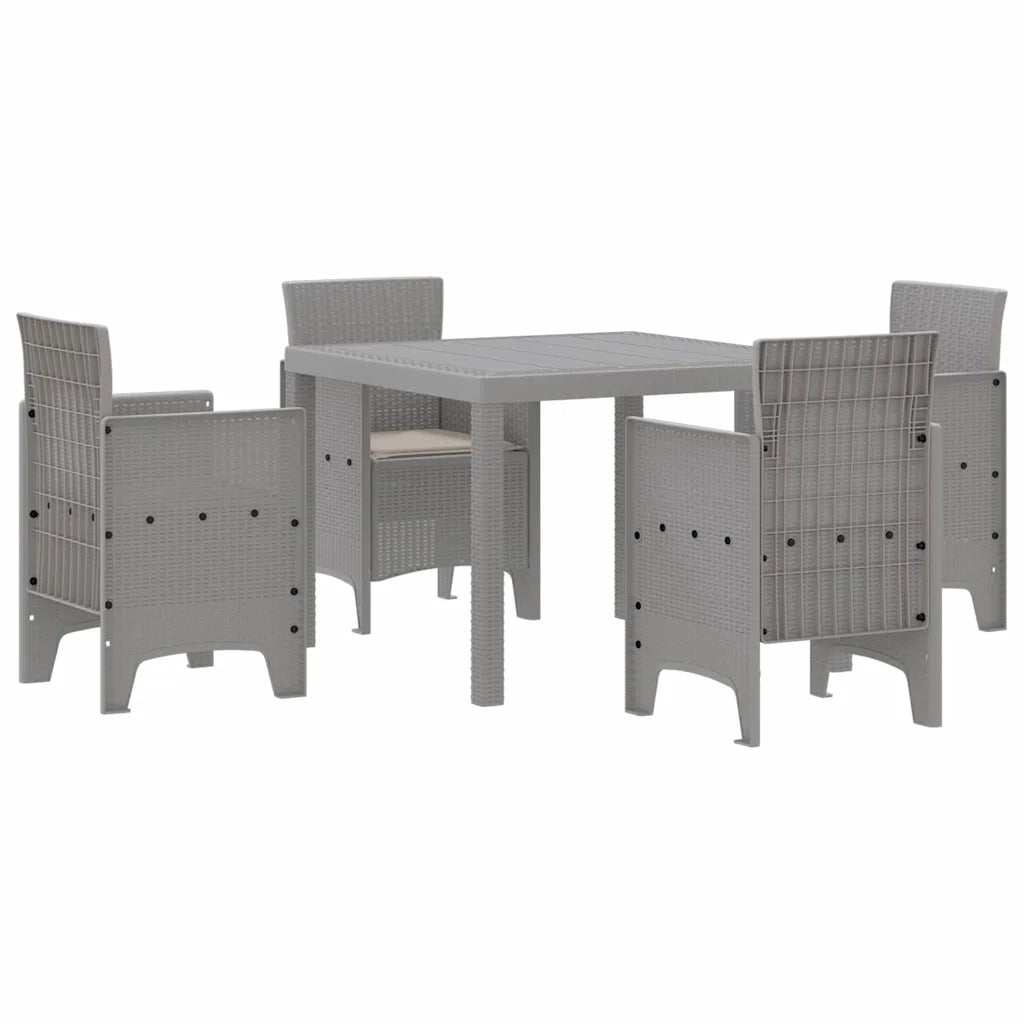 Set da Pranzo per Giardino 5 pcs Grigio chiaro Polipropilene