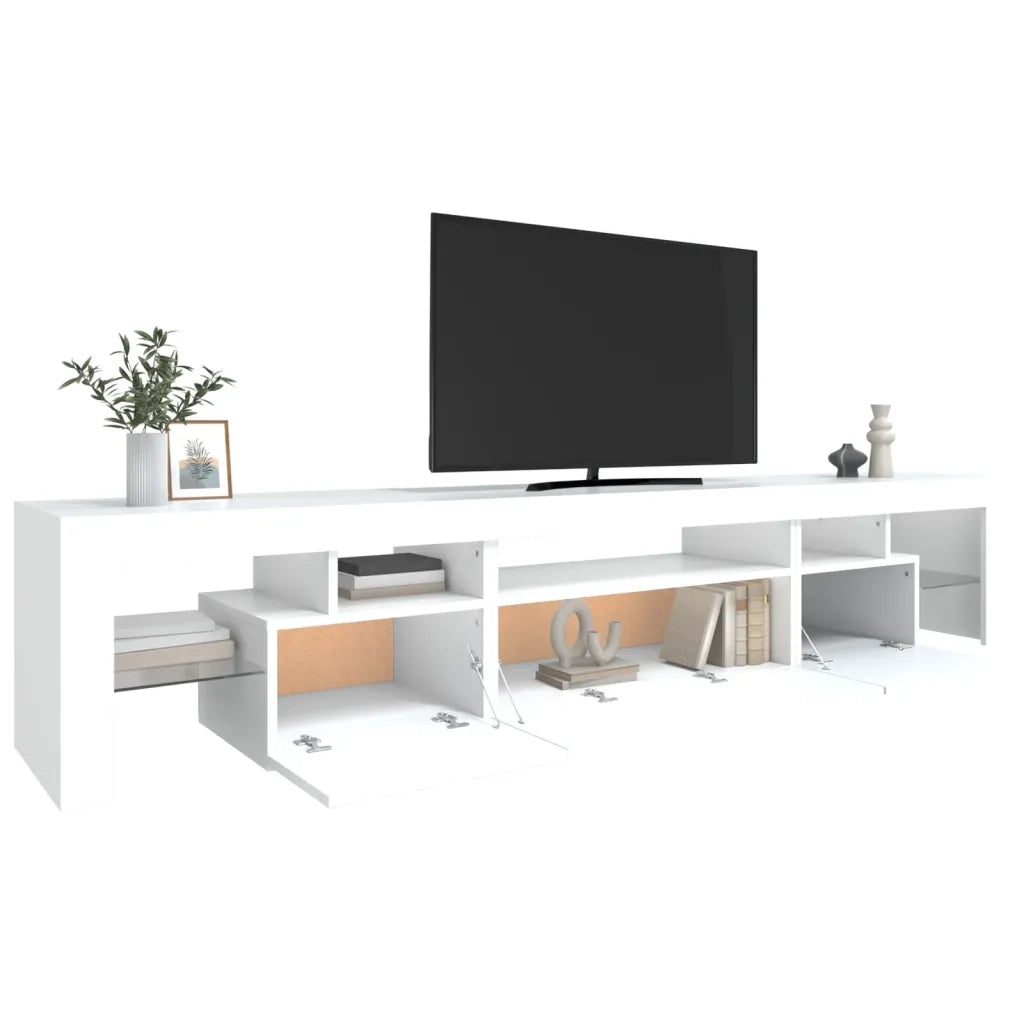 Mobile Porta TV con Luci LED-Credenza TV Bianco 215x36,5x40 cm