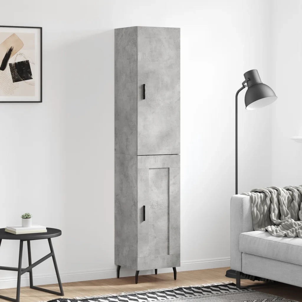 Credenza-Buffet-Armadio da cucina Grigio Cemento 34,5x34x180 cm in Legno Multistrato 461034