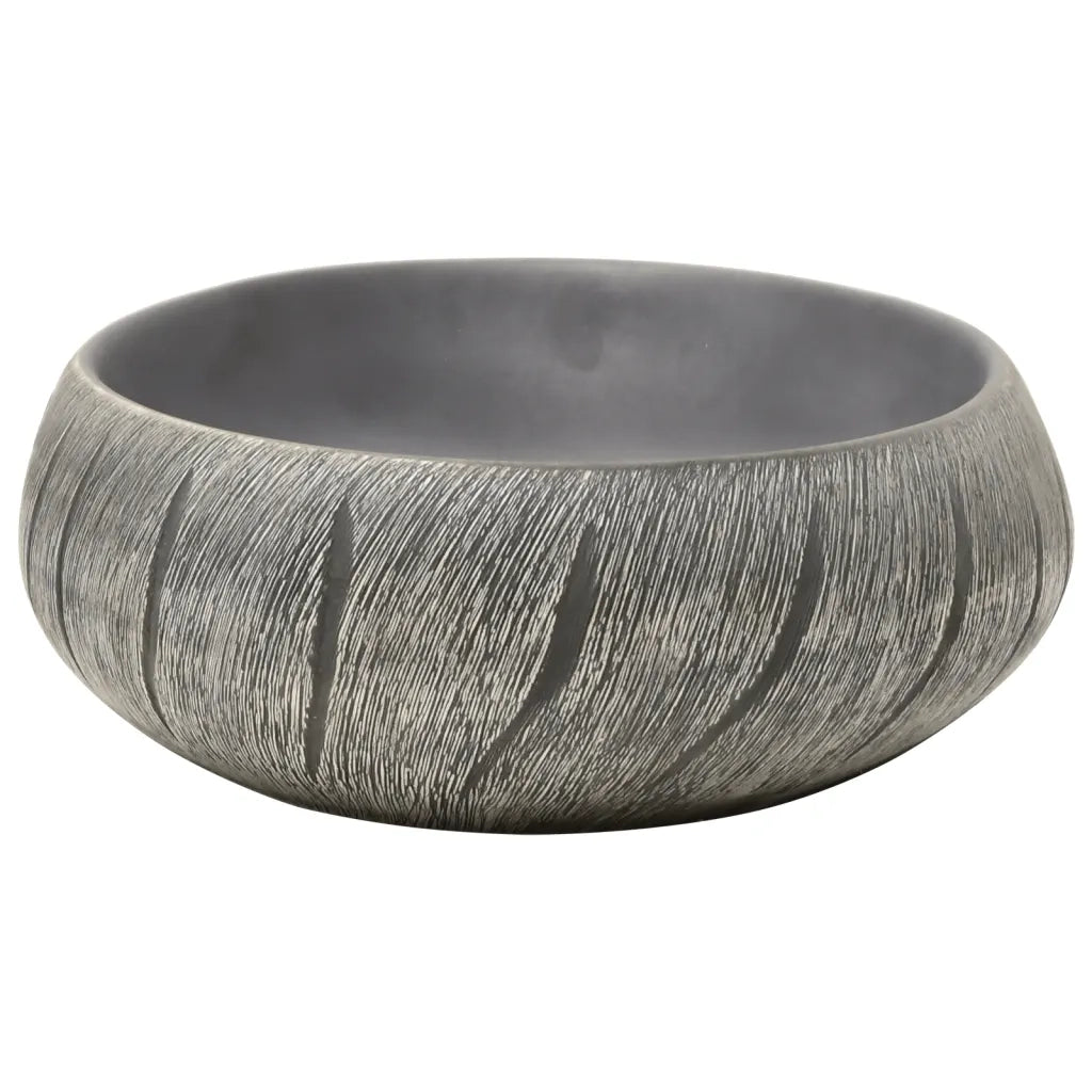 Lavabo da Appoggio-Lavandino Nero e Grigio Ovale 59x40x15 cm Ceramica