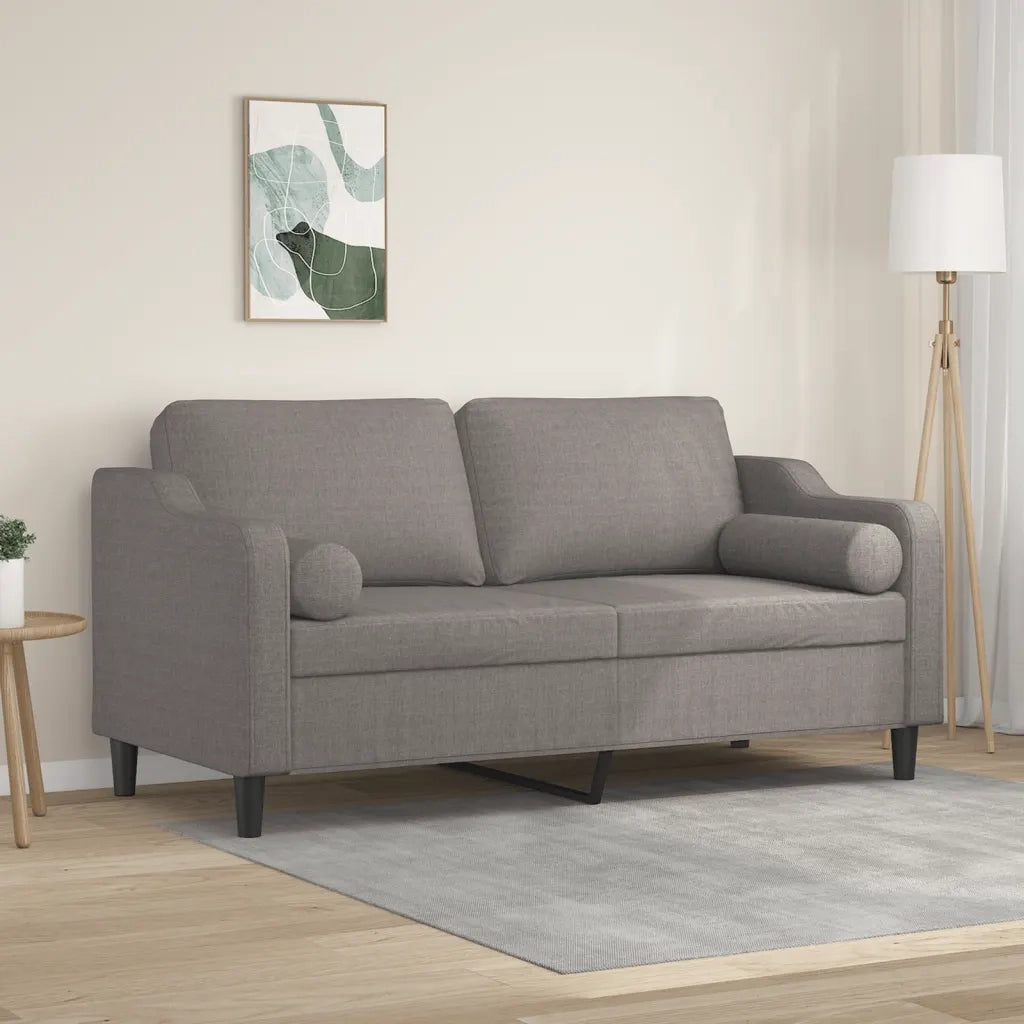 Divano a 2 Posti con Cuscini-Sofa 2 Posti con Cuscini Tortora 140 cm in Tessuto 983284
