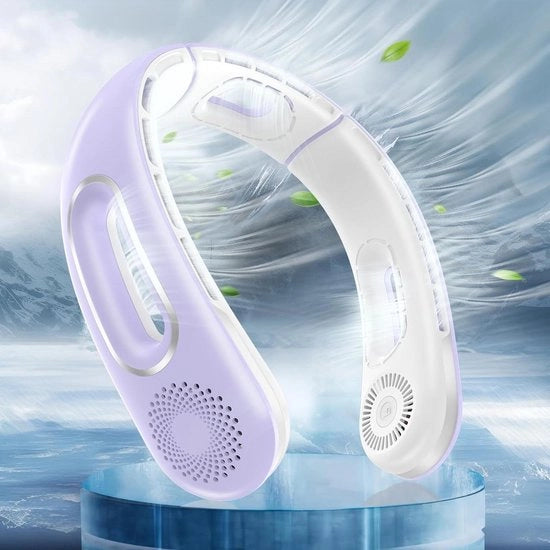 Ventilatore Portatile Senza Lame a Batteria Ricaricabile da 5200 mAh - 4 Velocità Ventilatore Personale - Ventilatore al Collo da 360 ℃ - Uomo Donna Esterno-Airflow