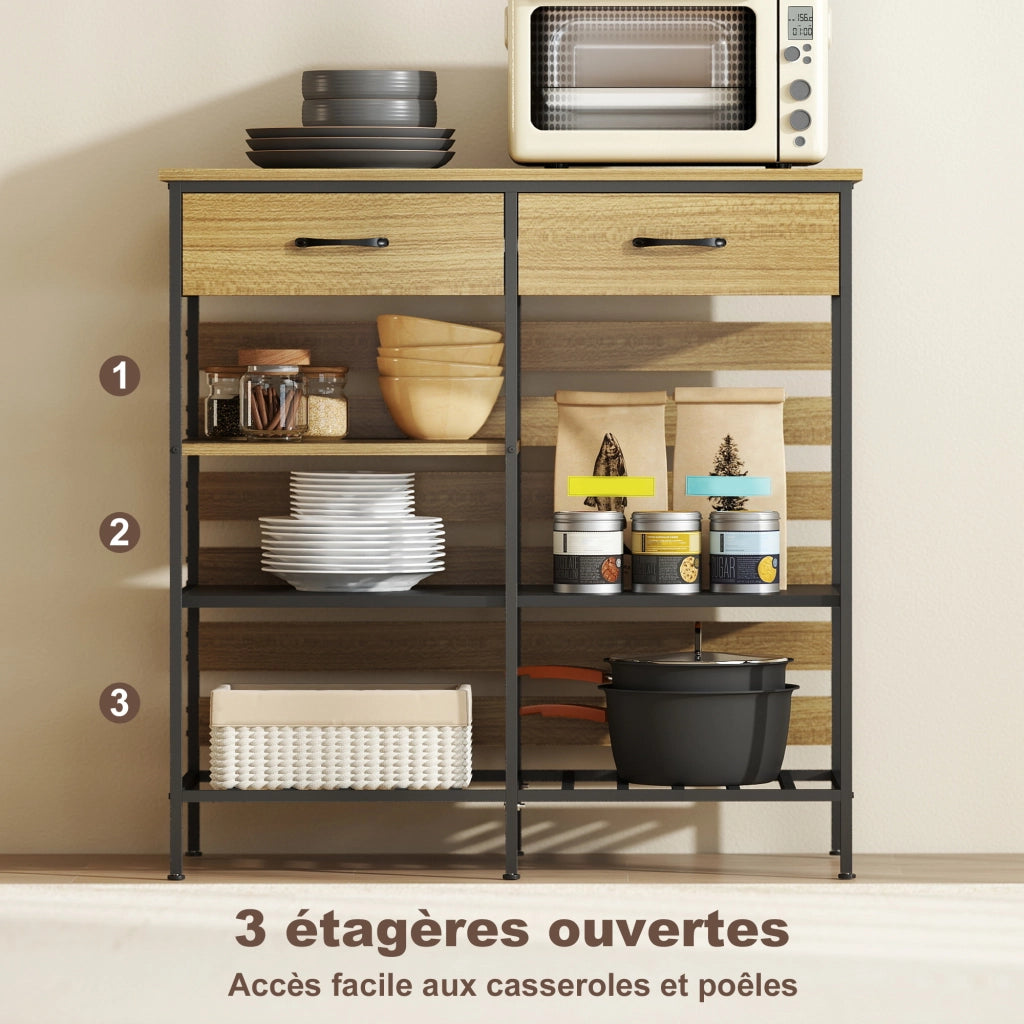 Credenza ¨C zephmum ¨C legno naturale e nero, 90x40x91 cm