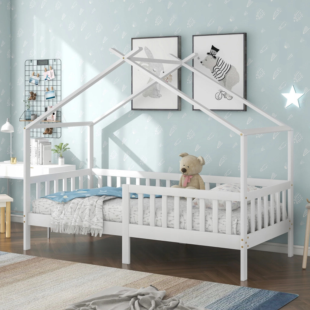 Letto per bambini 200x90 bianco con sponde - Xylo