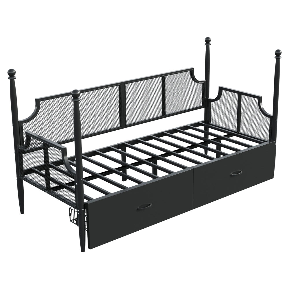 Divano letto - Xylo - 90x200 cm vintage nero