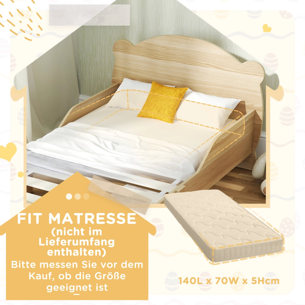 Letto a castello con design orso per bambini 3-6 anni ¨C zephmum ¨C 143.5x80x55 cm legno naturale
