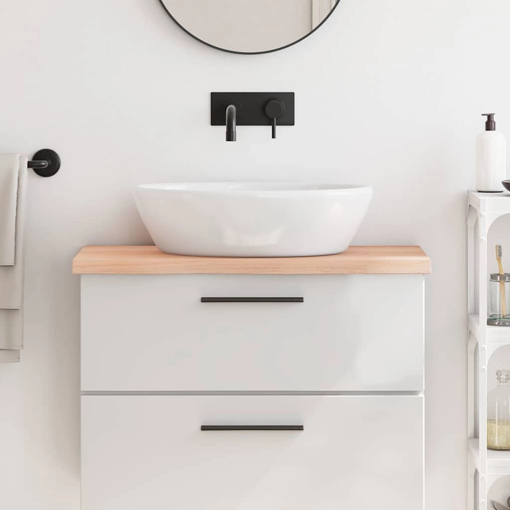 Piano Bagno 80x40x(2-4) cm in Legno Massello Non Trattatocod mxl 122375