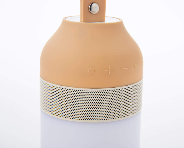 Altoparlante Bluetooth con Lampada LED 7,6x7,6x1,5 cm in Plastica Bianco Panna