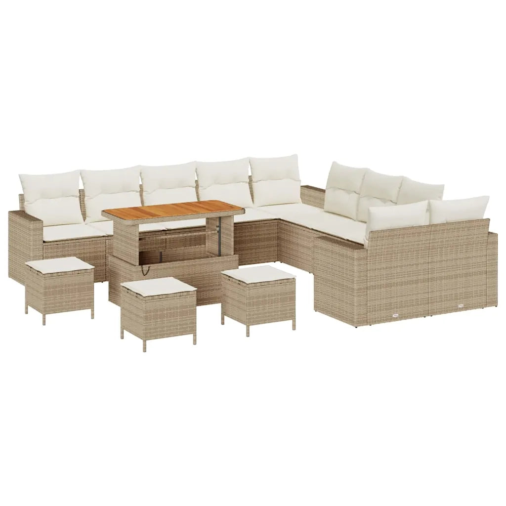 Set Divano da Giardino 18 pcs Beige e Crema polyrattan 3363631