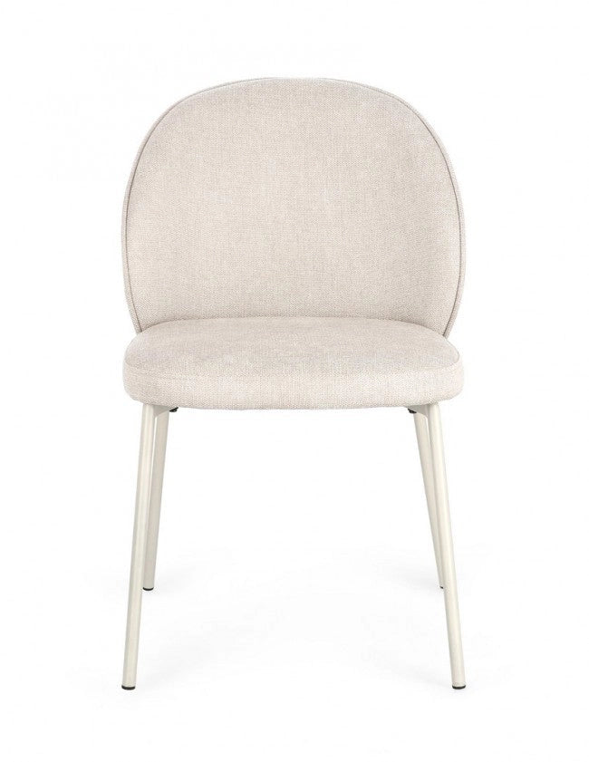 Set 2 Sedie 54x60x83 cm Wendy in Tessuto Beige e Beige