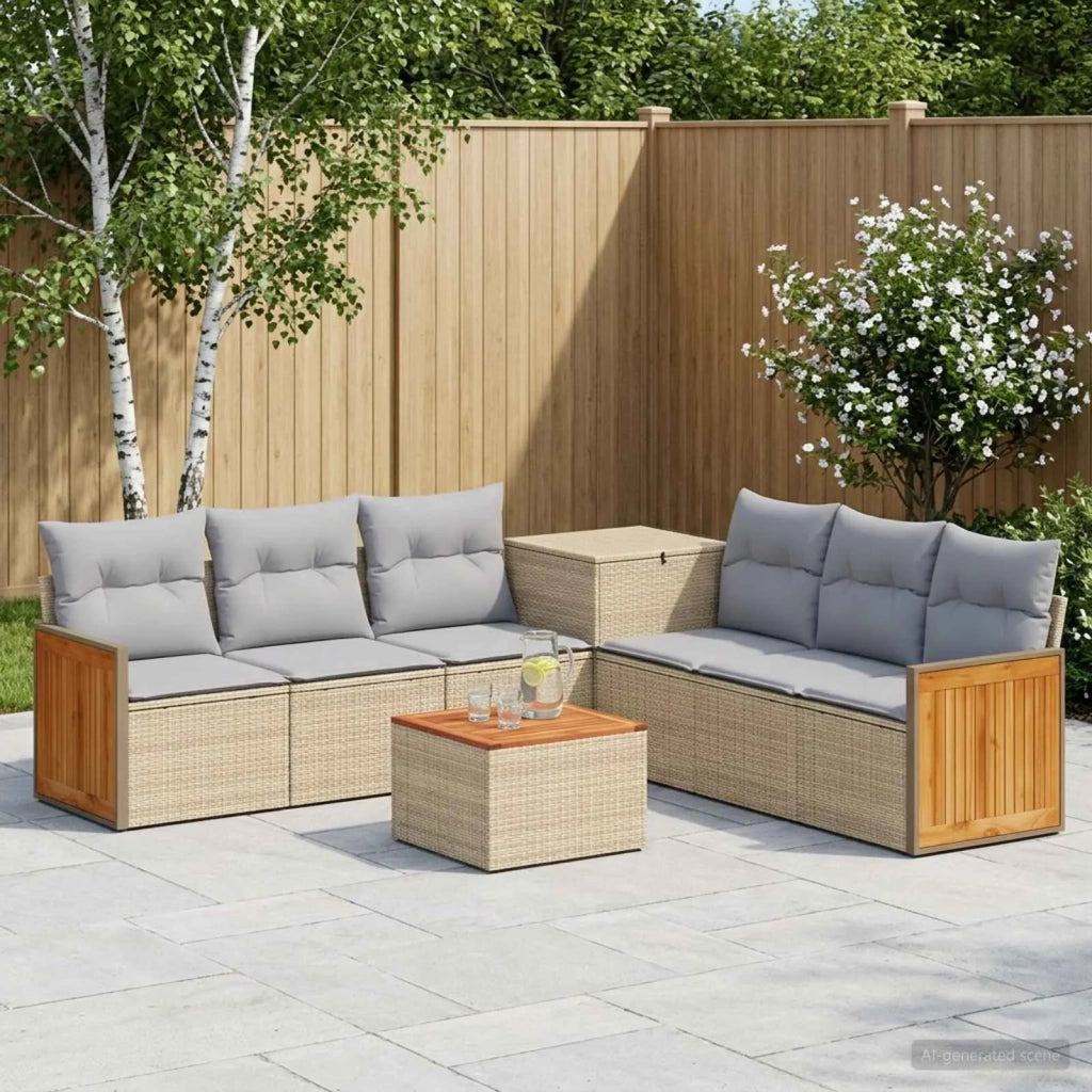 Set di divani 8 pz Beige e Grigio Chiaro 3448651