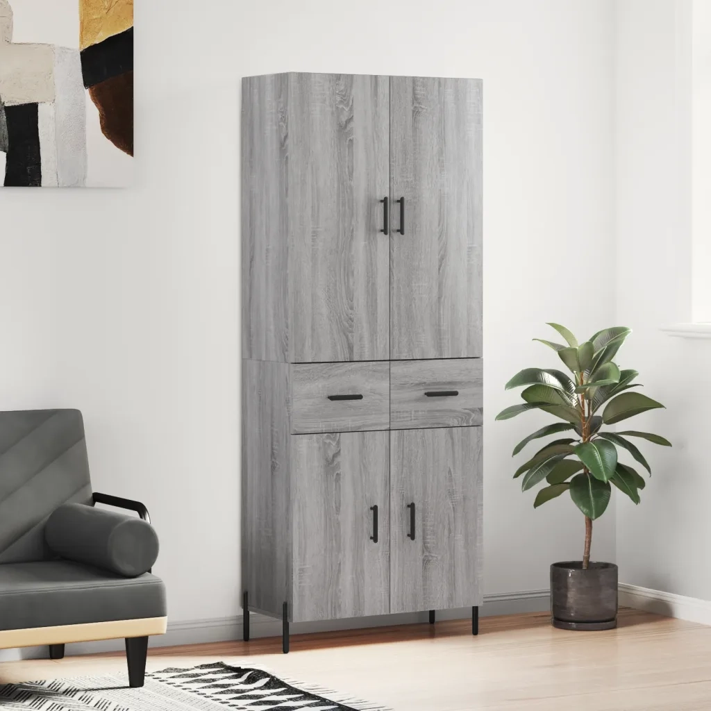 Credenza | Madia | Buffet da pranzo | Armadio da pranzo Grigio Sonoma 69,5x34x180 cm in Legno Multistrato