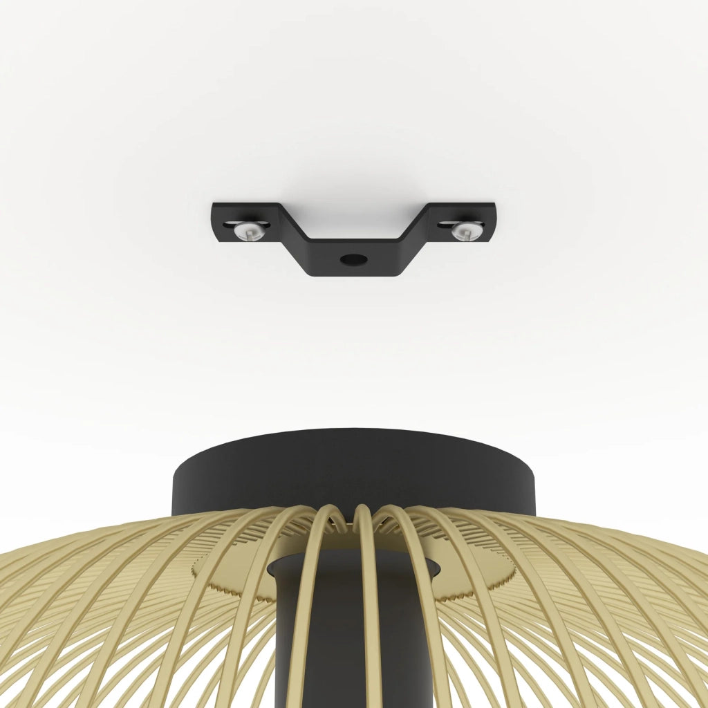 Plafoniera Industrial-Nordico Acciaio Nero E Oro 1 Luce E27