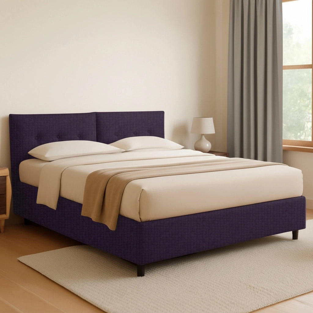 York, Letto Piazza e Mezza Sfoderabile Made in Italy, Viola