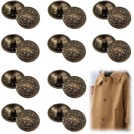 Vite per Abbigliamento - 20 pezzi - Bottoni in Metallo - Bottoni Antichi - Bottoni Ronde - Bottoni per Abito - Lega di Alta Qualità - Dimensione 20mm - Bottoni in Metallo