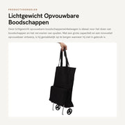 Carrello da spesa leggero - Ripiegabile - Carrello di negozio - Spazio di stoccaggio ampio - Borsa riutilizzabile - Progettazione compatta - Carrello da negozio