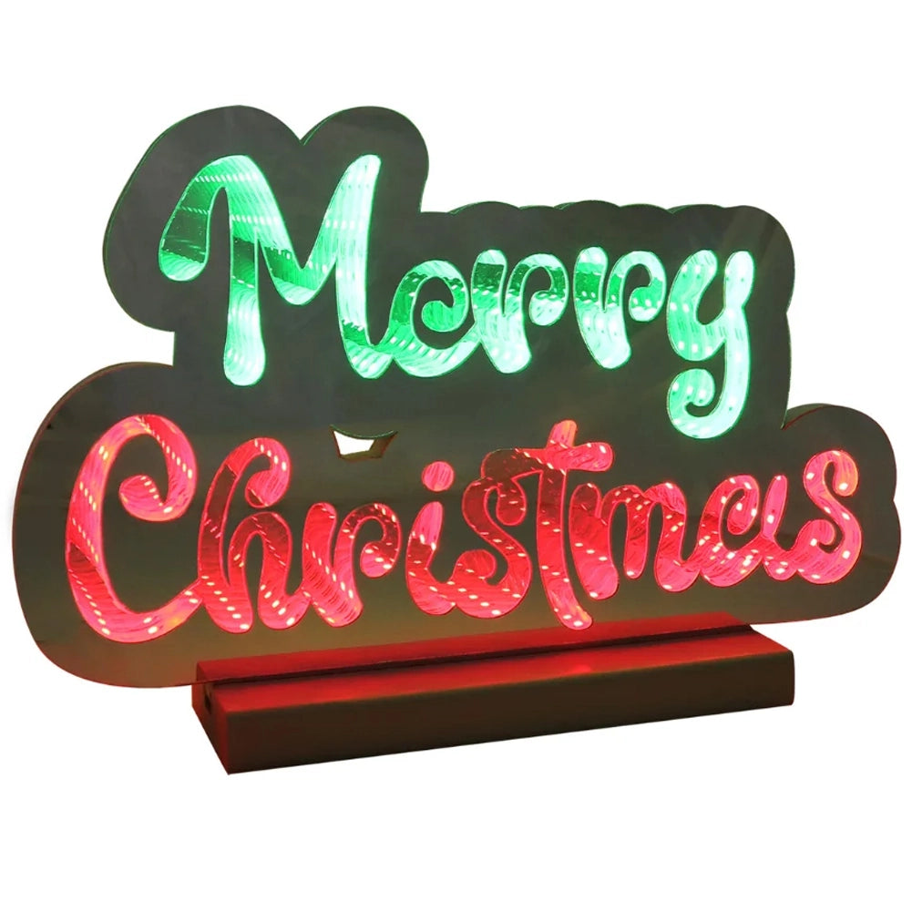 Scritta Merry Christmas Infinity 32cm Addobbo Luminoso Decorazione LED Natalizia