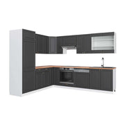 Cucina angolare completa Fame-Line Antracite-oro/Bianco 287 x 60 cm, PL Rovere Vicco