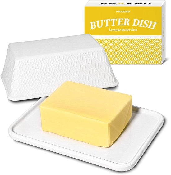 Ciotola di burro in ceramica - Ceramica di alta qualità - 1 pezzo - Bianco