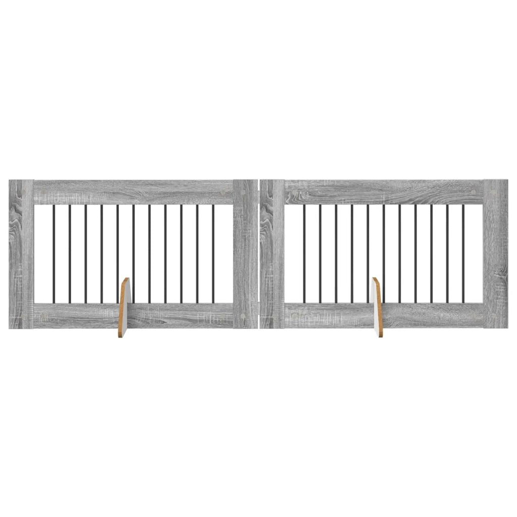 Cancello per cani con supporti 2 pcs Grigio Sonoma 100 x 60 cm