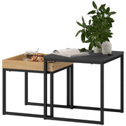 Tavolino da caffè set 2 pezzi con vassoio estraibile - per soggiorno - 45 x 45 x 45 cm - nero