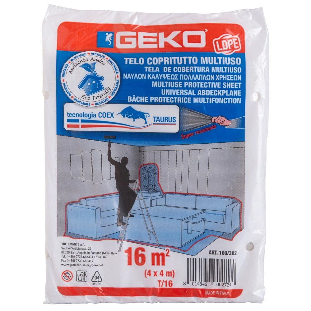 90pz telone copritutto polietilene 4x 4 m 150 g 10my cod:ferx.19684